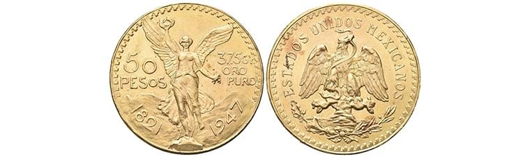 valore 50 pesos oro messicani