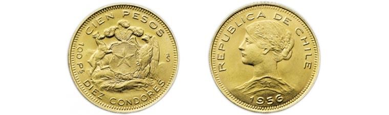 100 pesos cile oro quotazione